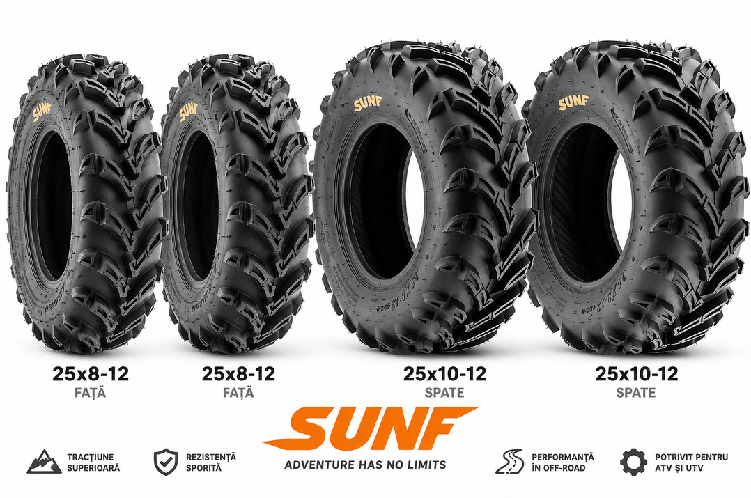 Set 4 Anvelope ATV SUNF A024 25x8-12 + 25x10-12 6PR – Noroi și Zăpadă – imagine 2