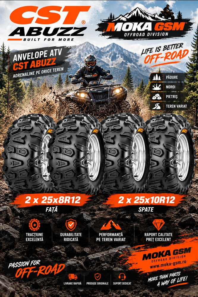 Set 4 Anvelope ATV CST Abuzz 25x8R12 + 25x10R12 Radiale – All Terrain – imagine 3
