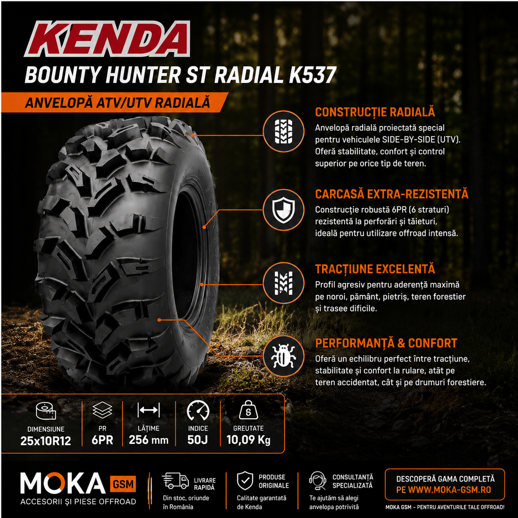 Anvelopă ATV Kenda Bounty Hunter ST K537 25x10R12 6PR Radială – All Terrain – imagine 2