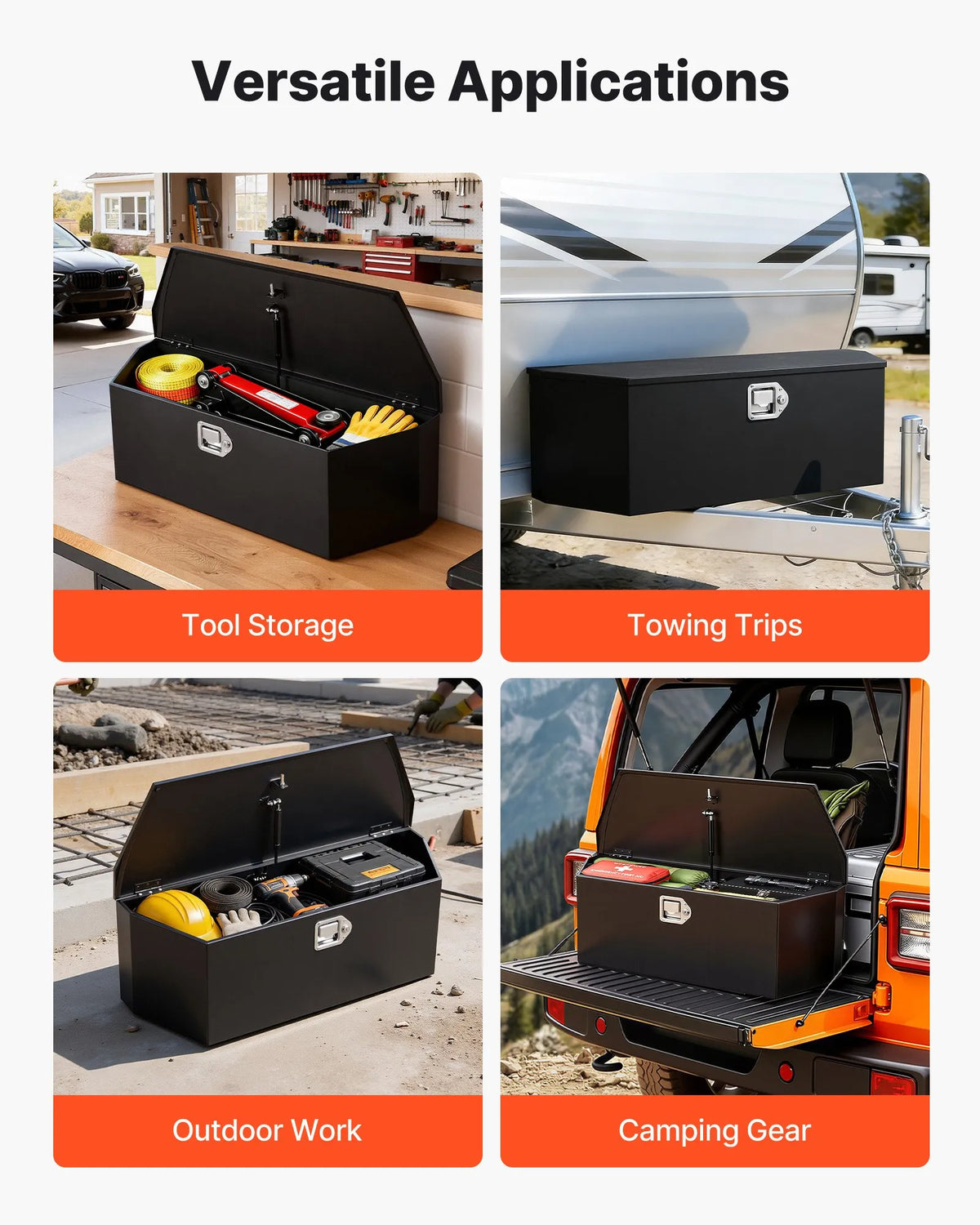 Cutie Scule Metalică pentru Remorcă și Benă Pickup 914 × 314 × 305 mm, cu Încuietoare – Neagră – imagine 2