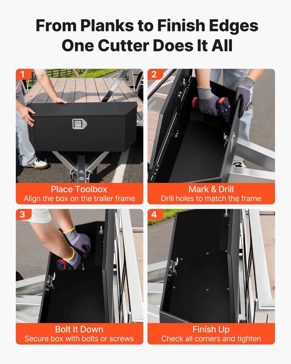 Cutie Scule Metalică pentru Remorcă și Benă Pickup 914 × 314 × 305 mm, cu Încuietoare – Neagră – imagine 3