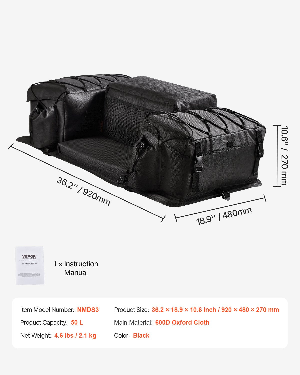 Geantă Spate ATV Textilă Oxford 50L – Ladă Moale Impermeabilă pentru Portbagaj – imagine 4