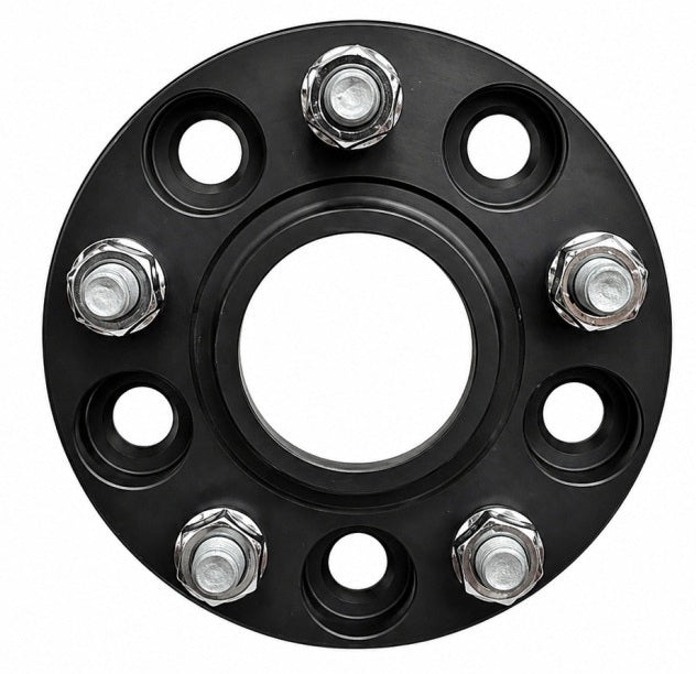 Distanțiere Jantă Auto 20 mm 5x114.3 M12x1.25, Centrare 66.1 – Set 2 Bucăți, Aluminiu Forjat Negru – imagine 2