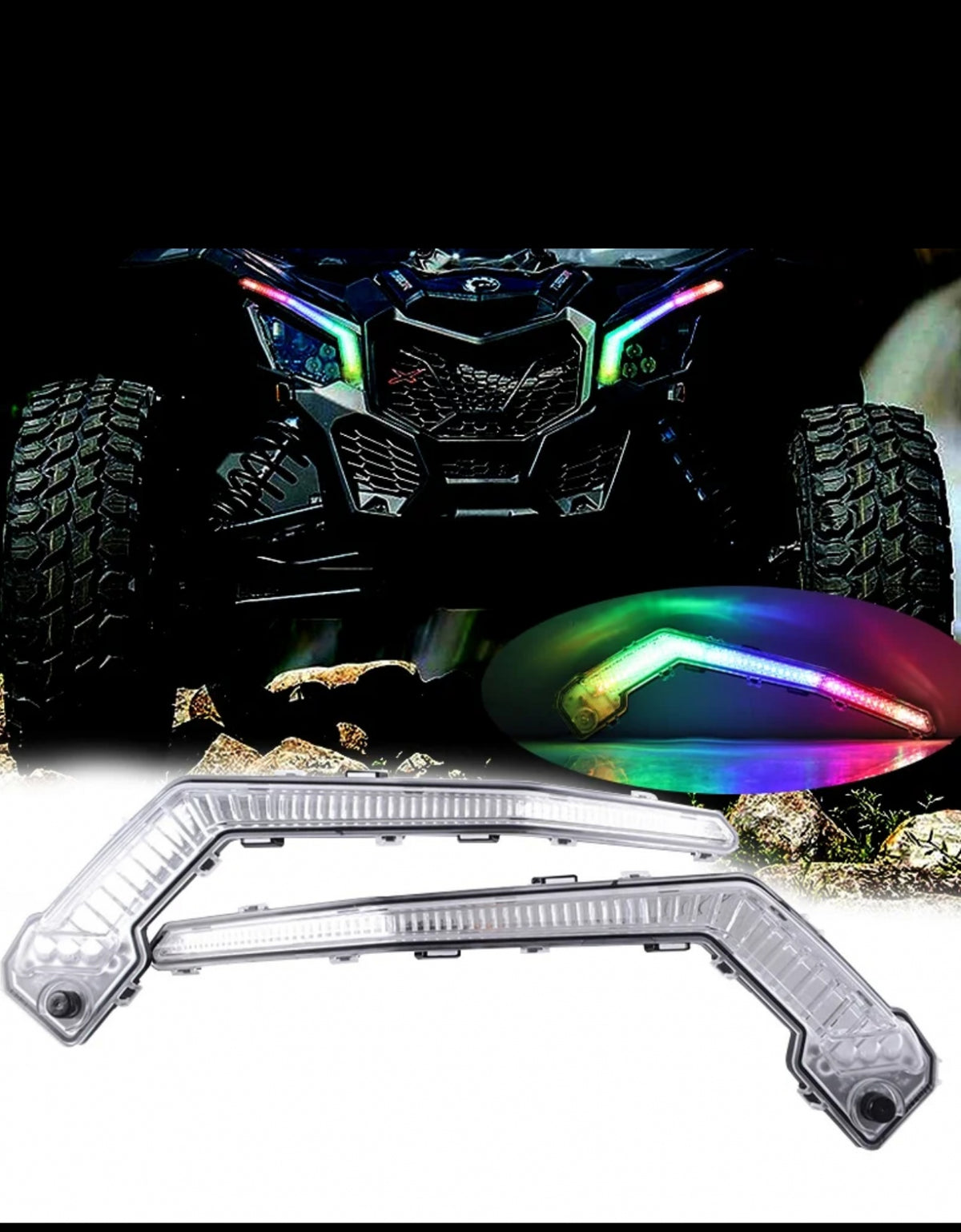 Lumini semnalizare RGB multicolor Can-Am Maverick X3 – control din aplicație telefon