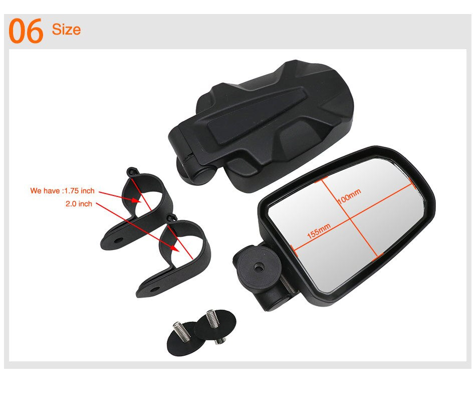 Oglinzi laterale UTV cu prindere pe bară de 2" – Can-Am Maverick X3 / Polaris RZR, set 2 bucăți – imagine 4