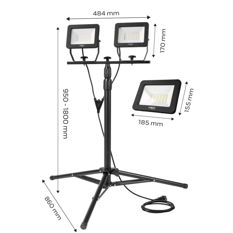 Proiector LED dublu 2x50W cu trepied