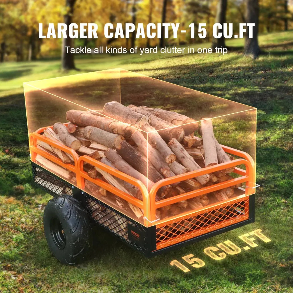 Remorcă Basculabilă Heavy Duty 680 kg pentru ATV, UTV și Tractor de Gazon – 0,43 m³, Oțel, Obloane Detașabile – imagine 3