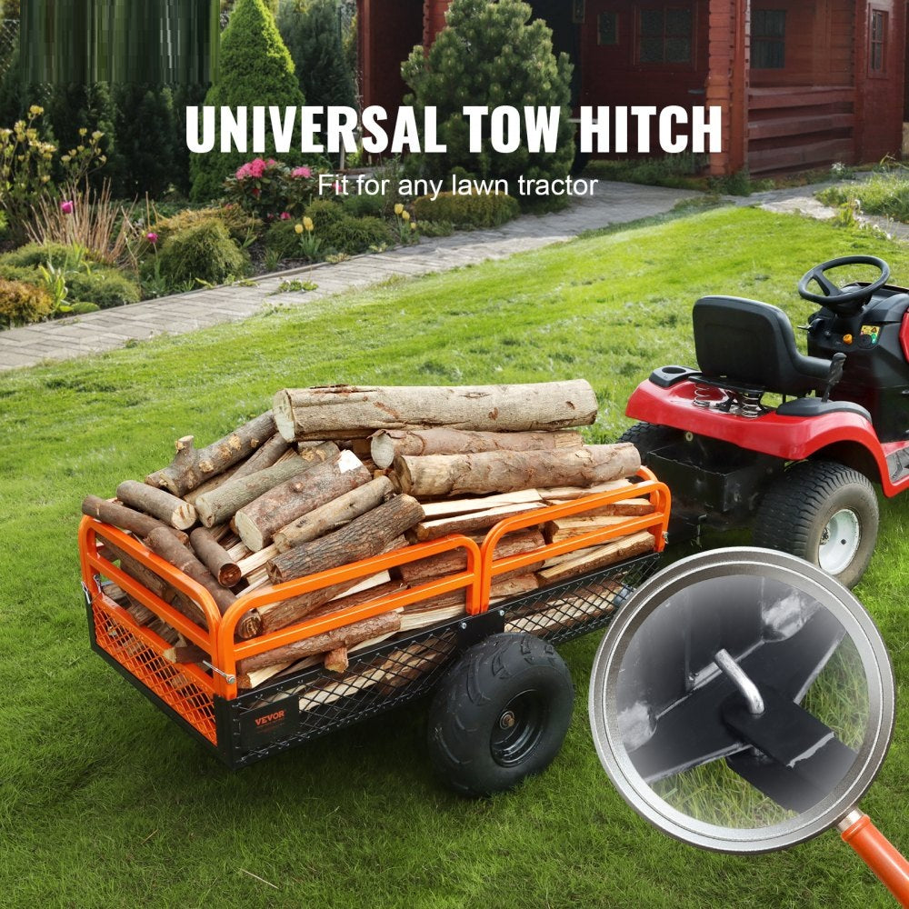 Remorcă Basculabilă Heavy Duty 680 kg pentru ATV, UTV și Tractor de Gazon – 0,43 m³, Oțel, Obloane Detașabile