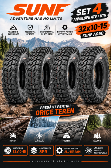 Set 4 Anvelope ATV / UTV SUNF A060 32x10-15 8PR – Noroi
