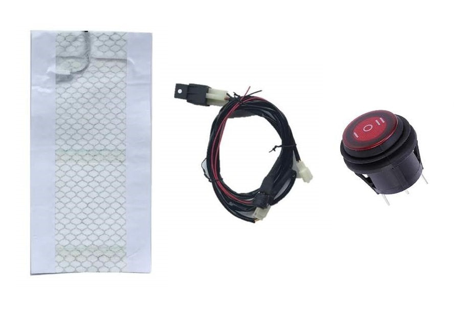 Husă încălzită universală Premium pentru șa ATV, UTV, moto și snowmobil 12V – model 2026 (HP-03), elemente carbon