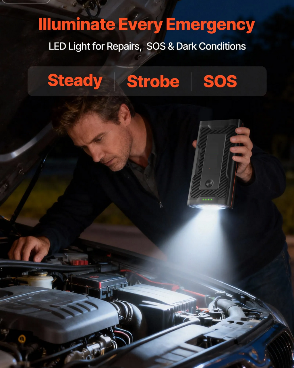 Robot pornire auto portabil 1000A 12V cu power bank