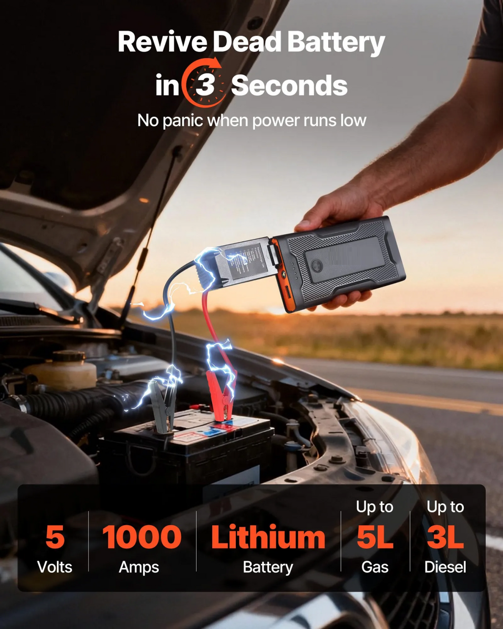Robot pornire auto portabil 1000A 12V cu power bank