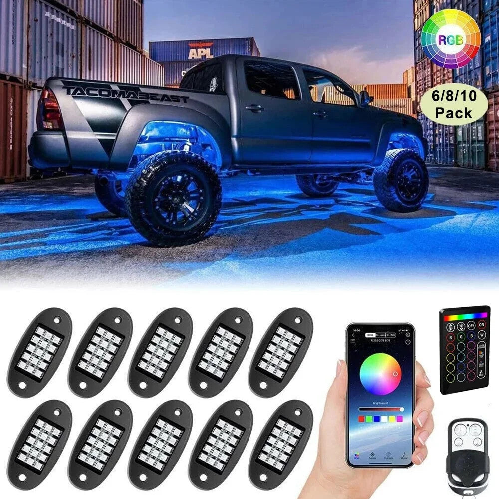 Kit lumini sub șasiu Rock Lights RGB 12 module – UTV, ATV, Jeep