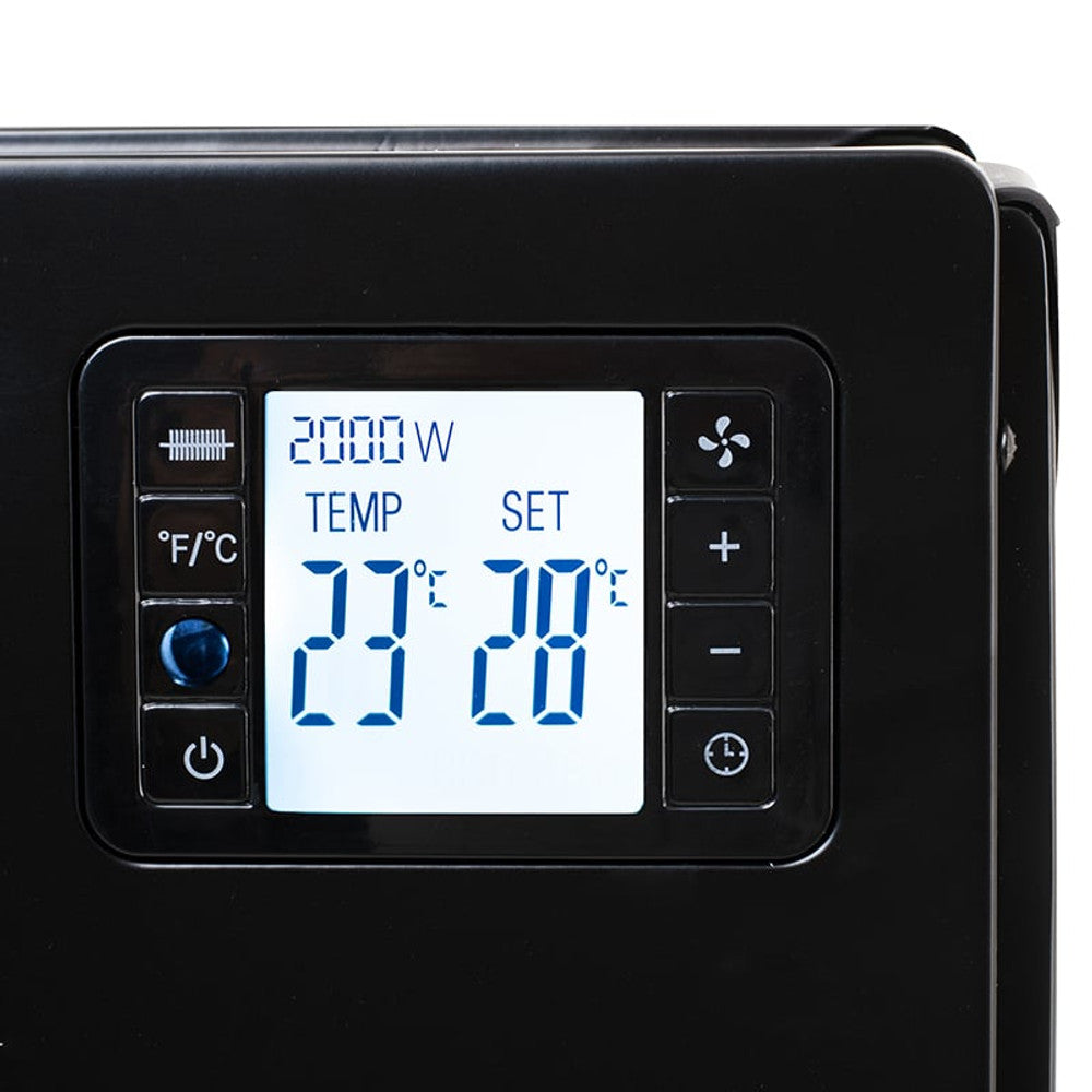 Convector electric 2000W cu telecomandă, termostat digital, LCD și Turbo, negru