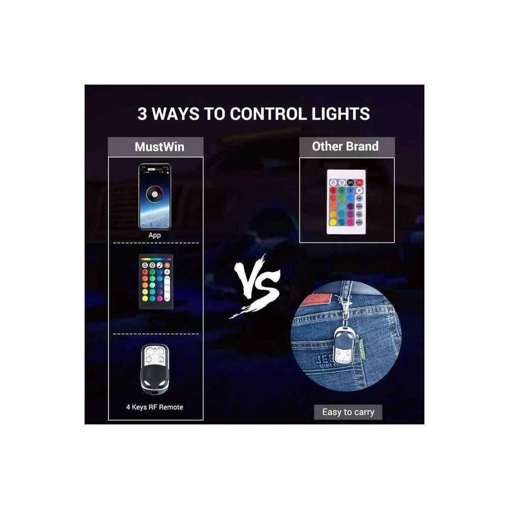 Kit lumini sub șasiu Rock Lights RGB 12 module – UTV, ATV, Jeep