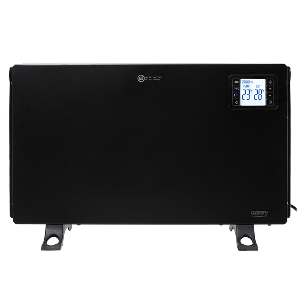 Convector electric 2000W cu telecomandă, termostat digital, LCD și Turbo, negru