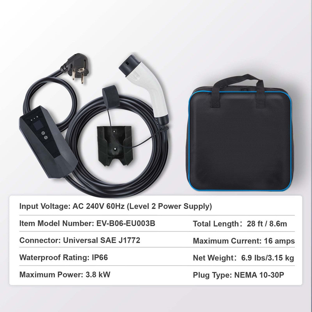 Încărcător portabil mașini electrice 3,7 kW Type 2, priză Schuko