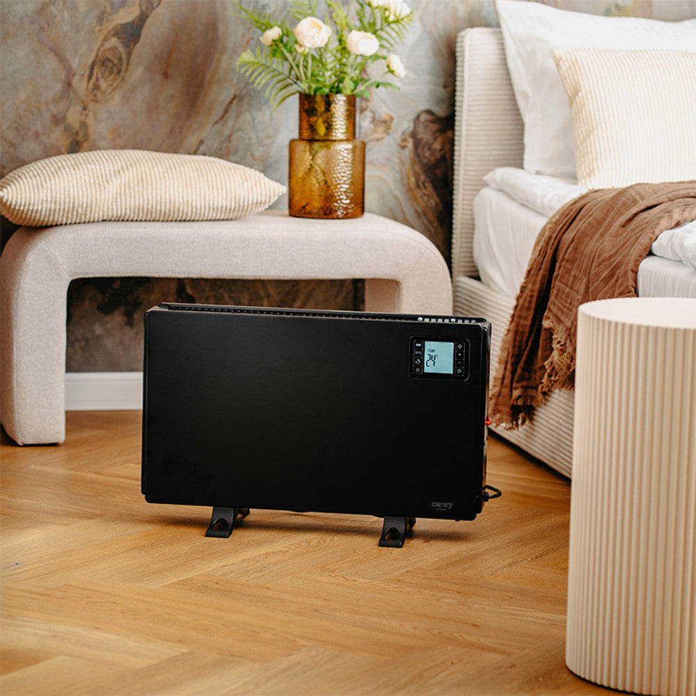 Convector electric 2000W cu telecomandă, termostat digital, LCD și Turbo, negru